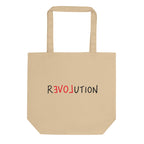 Natural cotton tote bag with red and black Revolution artwork by Cliptures
