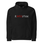 Black eco raglan hoodie with red and white Revolution artwork by Cliptures
